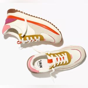 NWT Madewell Kickoff Trainer Sneakers in Bright Colorblock Leather
